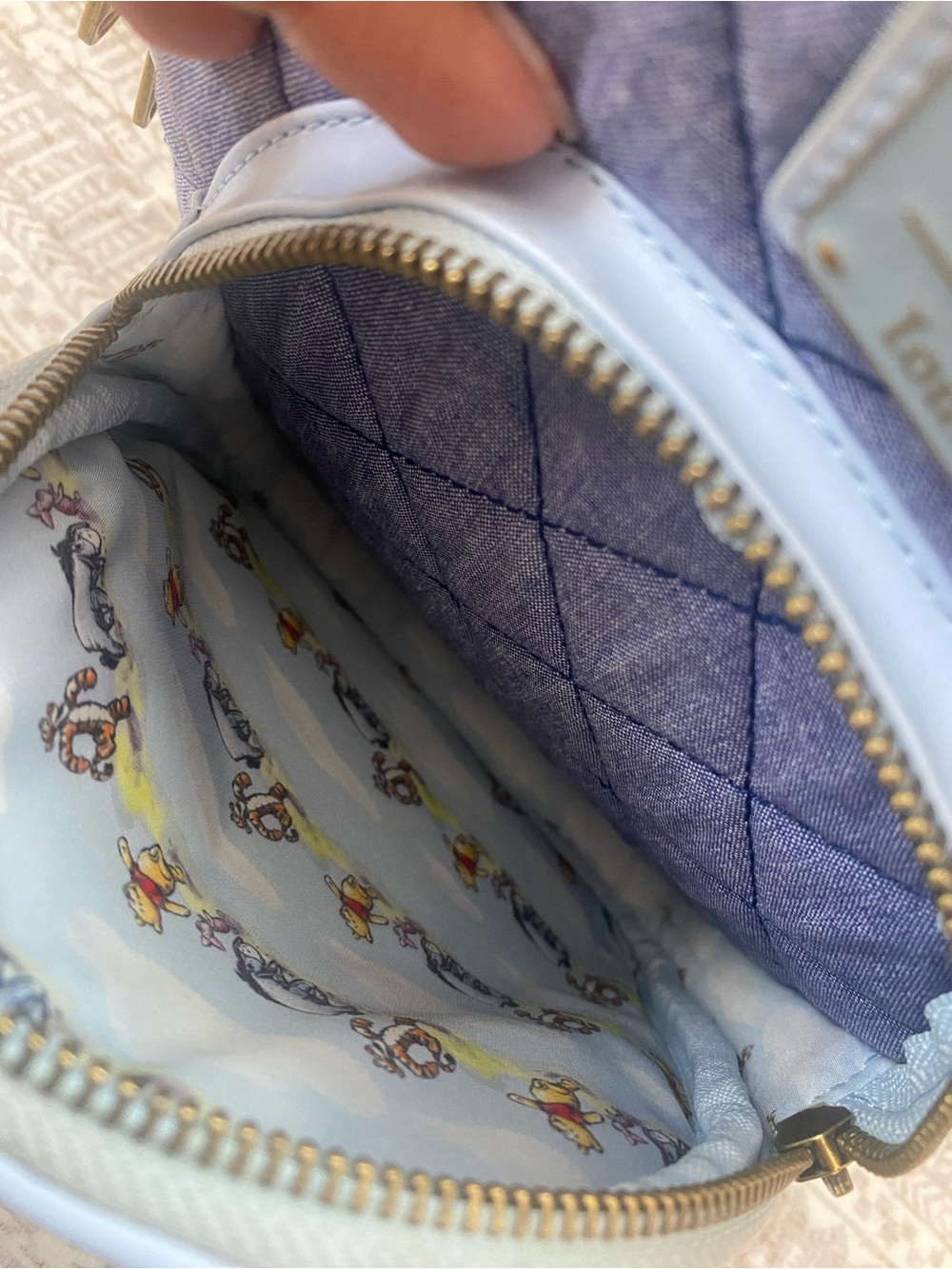 Disney x Loungefly Winnie the Pooh Quilted Mini Backpack in Light Blue - Picture 7 of 7